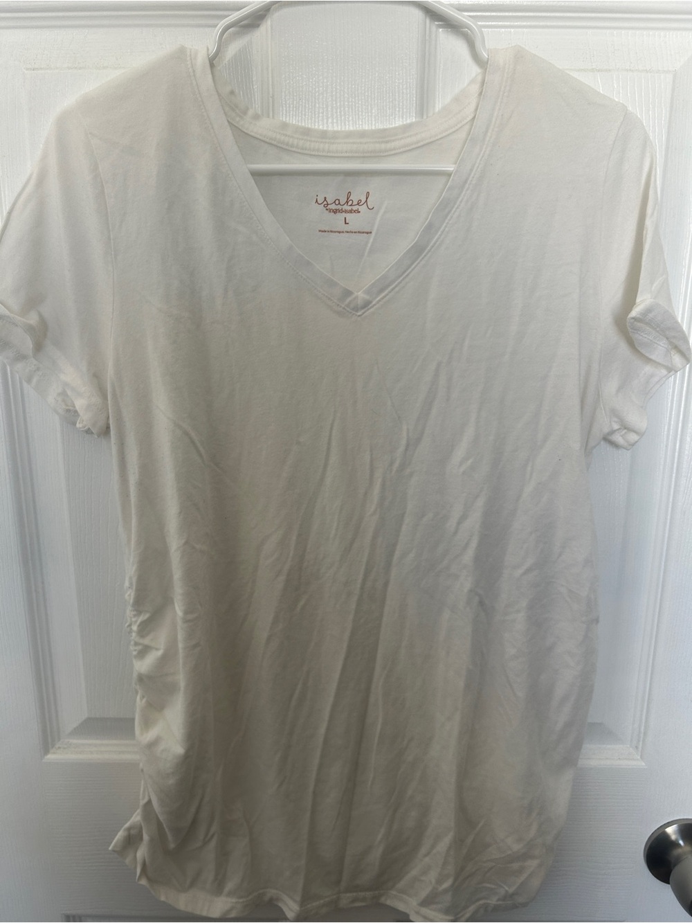 Isabel maternity V-Neck White Short Sleeve Tee